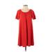 TeXTURE & THREAD Madewell Casual Dress - Shift Scoop Neck Short sleeves: Red Print Dresses - Women's Size 2X-Small