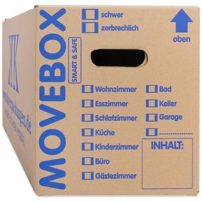 Kk Verpackungen - 20 Umzugskartons Movebox Smart & Safe 2-wellig 25 kg belastbar Beschriftungsfeld