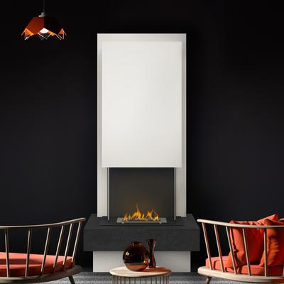 muenkel design Milano [moderner Design Ethanolkamin]: Nero (Schiefer schwarz) - Planika Senso - Haube weiß Image