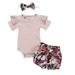 Toddler Girls Kids Baby Outfits Clothes Romper Bodysuit+Flower Print Shorts Set