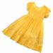 B91xZ Tulle Prom Dress Girls Lace Lace Dress Summer Princess Dress Children s Bow Embroidery Fly Sleeve Toddler Girls Dress Yellow 6-7 Years