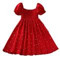 NKOOGH Toddler Special Occasion Dresses Reversible Sequin Dress Kids Girls Child Shoert Sleeve Wave Point Prints Ruffles Summer Beach Dress Party Dresses Princess Dress