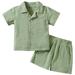 GYRATEDREAM Toddler Baby Boys Clothes Set Short Sleeve Button-Down Shirt Tops + Cotton Linen Shorts 2PCS Summer Outfit 12-18M