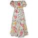 YDOJG Girls Dresses Chiffon Dress Summer Foreign Style Mid Length Beach Off Shoulder Floral Dress For Big Children Is Suitable As Flower Wedding Dress For 13-14 Years