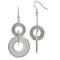 Stainless Steel Polished Multiple Circle Dangle Shepherd Hook Earrings