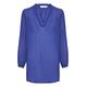Cream Damen Women's Blouse Tunic Longline V-Neck Frill Details Long Sleeves Tunika-Shirt, Sodalite Blue, 34