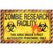 16.75" Yellow and Red Zombie Research Factory Halloween Sign with Blood Stain