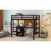 Wooden Twin Size Loft Bed with Desk and Writing Board, Wooden Loft Bed with Desk and 2 Storage Cabinets