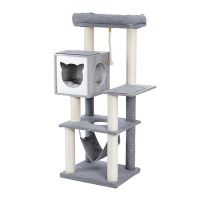 Modern Style 52 Inches Cat Tree Multi-Level Wooden Cat Tower