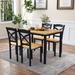 Rustic Style Counter Height 4-Piece Dining Table Set for 4, Classic Wooden Rectangle Dining Table with Metal Frame & 4 Chair