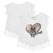 Girls Toddler Tiny Turnip White New York Yankees Heart Banner Fringe T-Shirt