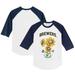 Toddler Tiny Turnip White/Navy Milwaukee Brewers Blooming Baseballs 3/4-Sleeve Raglan T-Shirt