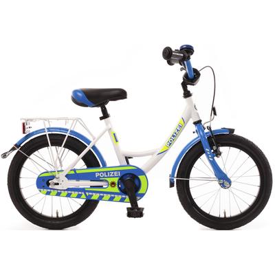 Kinderfahrrad BACHTENKIRCH "Kinderfahrrad "POLIZEI" kristall-weiß/blau/neon" Fahrräder Gr. 29 cm, 16 Zoll (40,64 cm), weiß (weiß, blau) Kinder Kinderfahrräder