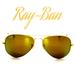 Ray-Ban Accessories | New Ray-Ban Large Metal Aviator Sunglasses Gold Frame Yellow Green Mirrored Lens | Color: Gold/Yellow | Size: Os
