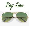 Ray-Ban Accessories | New Ray-Ban Large Metal Aviator Sunglasses Gold Frame Light Green Gradient Lens | Color: Gold/Green | Size: Os