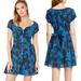 Free People Dresses | Free People Black Blue Button Front Floral Love Thing Dress Size 2 | Color: Black/Blue | Size: 2