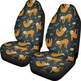 Diaonm Cartoon Sloth Car Seat Covers Full Set 2 Piece Automotive Interior Accessories Seats Protectors Universal Fit Most Vehicles