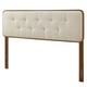 Tufted Headboard Twin Size Wood Fabric Brown Walnut Beige Modern Contemporary Urban Design Bedroom Master Guest Suite