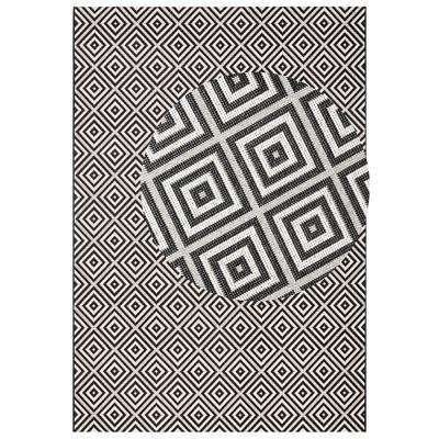 Teppich NORTHRUGS "Karo", schwarz, B:240cm H:8mm L:340cm, Kunstfaser, Teppiche, In- & Outdoor, Läufer, Wetterfest, Raute, Balkon, Garten, Flur Image