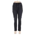Ann Taylor LOFT Jeans - High Rise Skinny Leg Denim: Black Bottoms - Women's Size 28 - Dark Wash