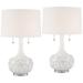 Possini Euro Natalia White Modern Luxe Ceramic Floral Table Lamps Set of 2