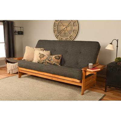 Queen-size Phoenix Futon in Butternut Finish with Linen Charcoal Mattress - KFQPHBTLCHALF5MD3