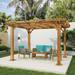 Carolina Acacia Wood Outdoor 4 Seater Chat Set and 12' x 10' Pergola by Christopher Knight Home