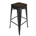 Gene 24 Inch Counter Stool with Industrial Wood Seat, Black Metal Frame