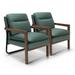 2 PCS Modern Accent Armchair Lounge Chair w/ Wood Legs & Steel Bracket