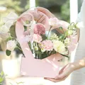 Mir à fleurs portable en forme de coeur boîte d'emballage cadeau sac en papier rose étanche décor