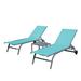 Domi Louvered 3 Pieces of Outdoor Metal Chaise Lounge w/ Wheels & Table Metal | 40.16 H x 23.86 W x 60.51 D in | Wayfair LLFT0588-LBT-W