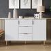 Everly Quinn Tiegen 45.16" Wide 3 Drawer Server Wood in White | 29.84 H x 45.16 W x 15.75 D in | Wayfair 63EDE83DF78A41E69CB35401918DA3E6