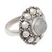 Delightful Bloom,'Sterling Silver Floral Cocktail Ring with Rainbow Moonstone'