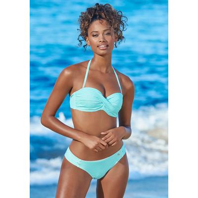 Bügel-Bandeau-Bikini S.OLIVER, Damen, Gr. 40, Cup B, grün (mint, weiß), Microfaser, Recycling-Polyamid, gestreift, Bikini-Sets, in getwisteter Optik, Topseller Image
