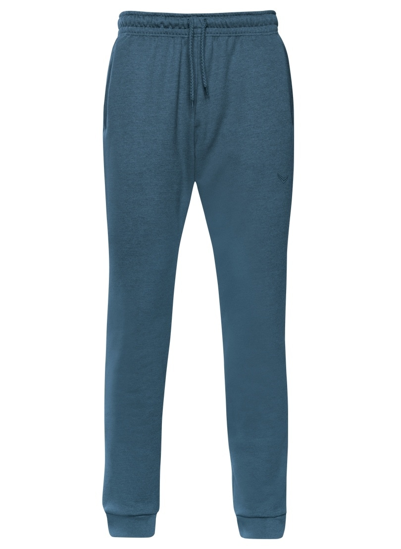 Sweathose TRIGEMA "TRIGEMA Sweathose", Herren, Gr. L, US-Größen, blau (jeans, melange), 70% Baumwolle, 30% Polyester, Hosen Sweathose