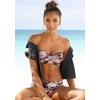 Bügel-Bandeau-Bikini BUFFALO, Damen, Gr. 42, Cup E, bunt (braun, apricot), Recycling-Polyamid, bedruckt, floral, gepunktet, Bikini-Sets, im Mustermix