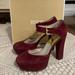 Michael Kors Shoes | Michael Kors Maroon Suede Heels With Ankle Strap | Color: Red | Size: 7.5