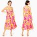 Lilly Pulitzer Dresses | New Lilly Pulitzer Bri V-Neck Cotton Midi Dress Calla Yellow Floral Coral 4 | Color: Pink/Yellow | Size: 4