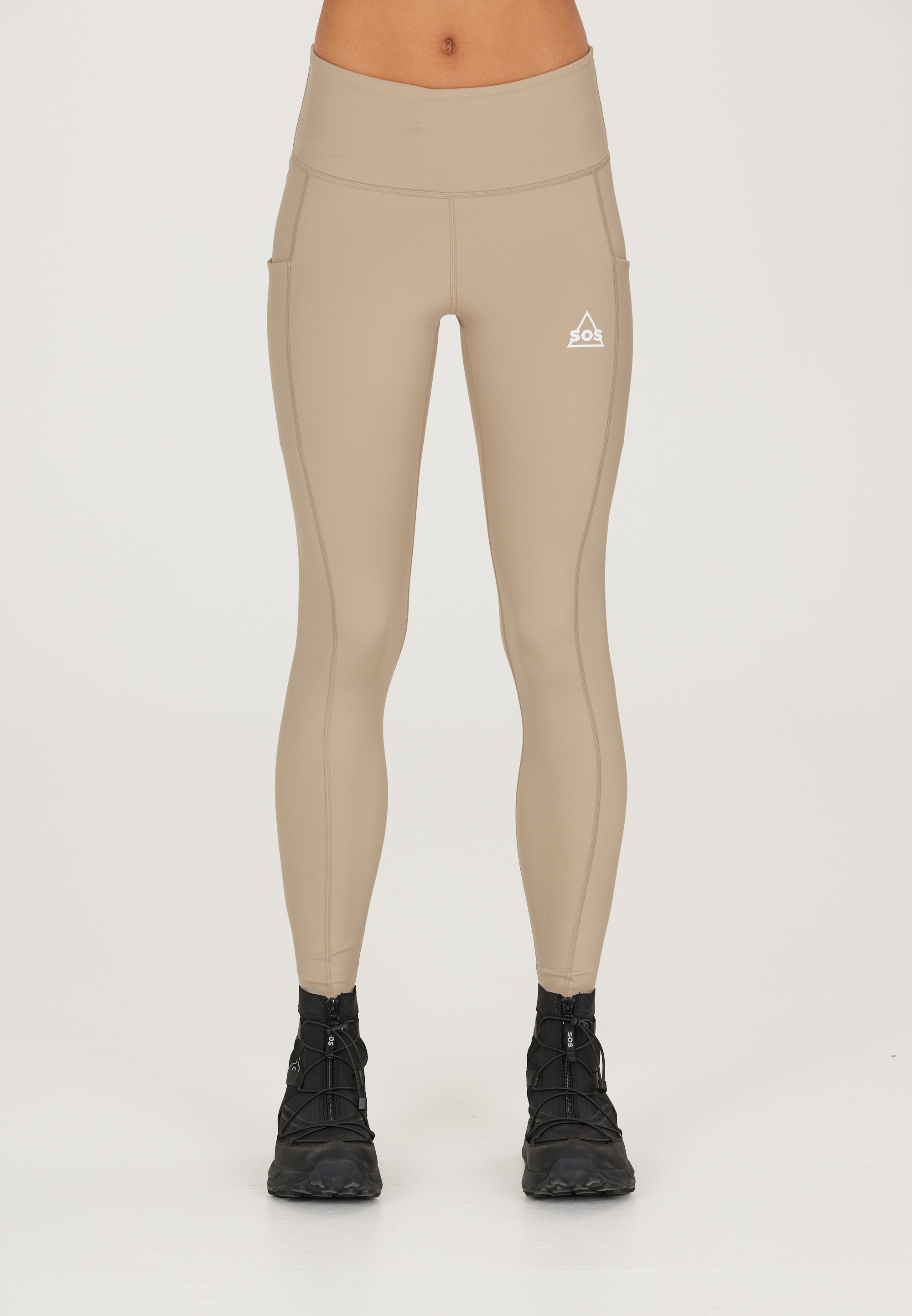 Trainingstights SOS "Yala", Damen, Gr. S, EURO-Größen, grau (taupe), 72% Polyester, 28% Elasthan, unifarben, Hosen, mit atmungsaktiver Eigenschaft
