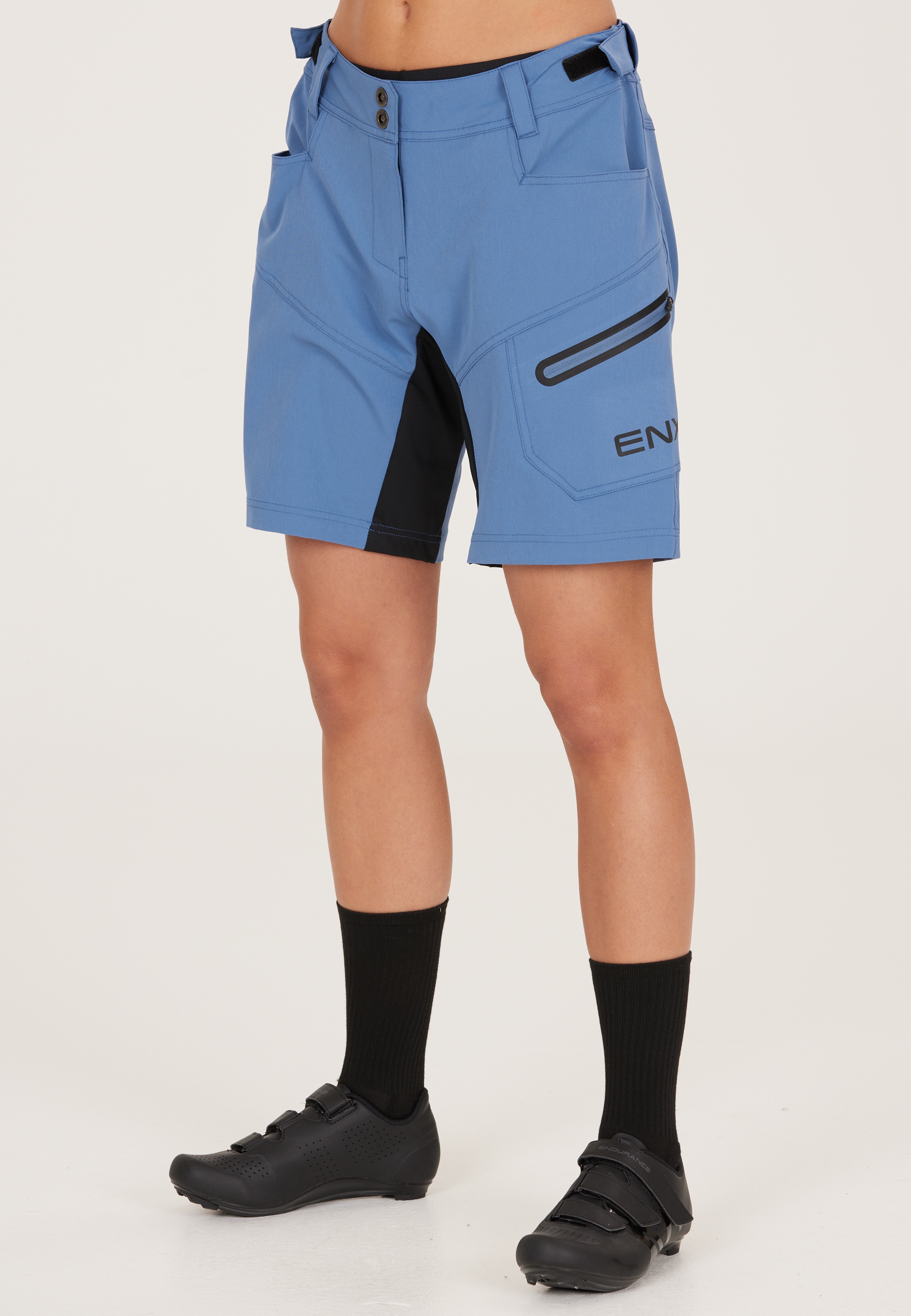 Radhose ENDURANCE "Jamilla W 2 in 1 Shorts", Damen, Gr. 44, EURO-Größen, blau, 92% Polyester, 8% Elasthan, unifarben, Sportlich, Hosen, mit herausnehmbarer Innen-Tights Image