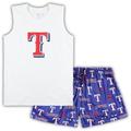 Women's Concepts Sport White/Royal Texas Rangers Plus Size Tank Top & Shorts Sleep Set