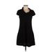 J.F.W. Just For Wraps Casual Dress - A-Line V Neck Short sleeves: Black Print Dresses - Women's Size Medium