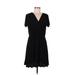 Tash + Sophie Casual Dress - A-Line V Neck Short sleeves: Black Print Dresses - Women's Size Medium