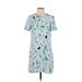 Ann Taylor Casual Dress - Shift: Blue Print Dresses - Women's Size 4 Petite