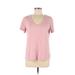 American Eagle Outfitters Short Sleeve T-Shirt: Pink Marled Tops - Women's Size Medium