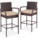 Red Barrel Studio® 46” Patio Bar Stool w/ Cushion Wood/Wicker/Rattan in Brown | 46 H x 19 W x 20 D in | Wayfair F15B3E4A1ED5411A812F40682A914DBC