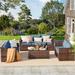 Latitude Run® Azoriah 5 Piece Oversized Armrest Outdoor Sectional Furniture Rattan Sets w/Storage Table Synthetic Wicker/All | Wayfair