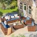 Latitude Run® Azoriah 5 Piece Oversized Armrest Outdoor Sectional Furniture Rattan Sets w/Storage Table Synthetic Wicker/All | Wayfair