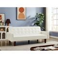 Ebern Designs Giandomenica 74.4" Linen Square Arm Sofa Bed Linen in Brown | 28.93 H x 74.4 W x 32.67 D in | Wayfair
