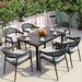 Corrigan Studio® Kudzai Rectangular 6 - Person 47.24" Long Outdoor Dining Set w/ Cushions Wood/Plastic/Metal in Black/Brown | 47.24 W x 31.5 D in | Wayfair